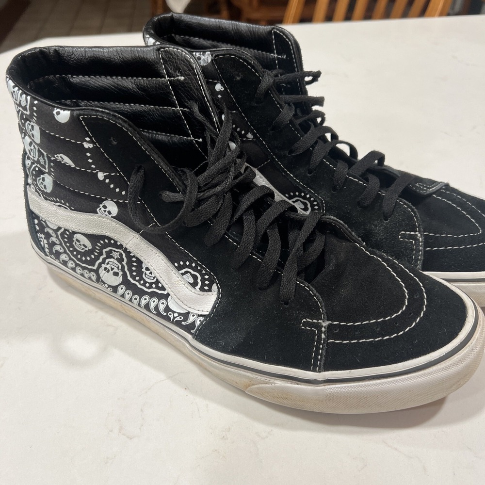 VANS - Unisex - Sk8-Hi - BANDANA - Black/ True White‎ - Size 13 Men
